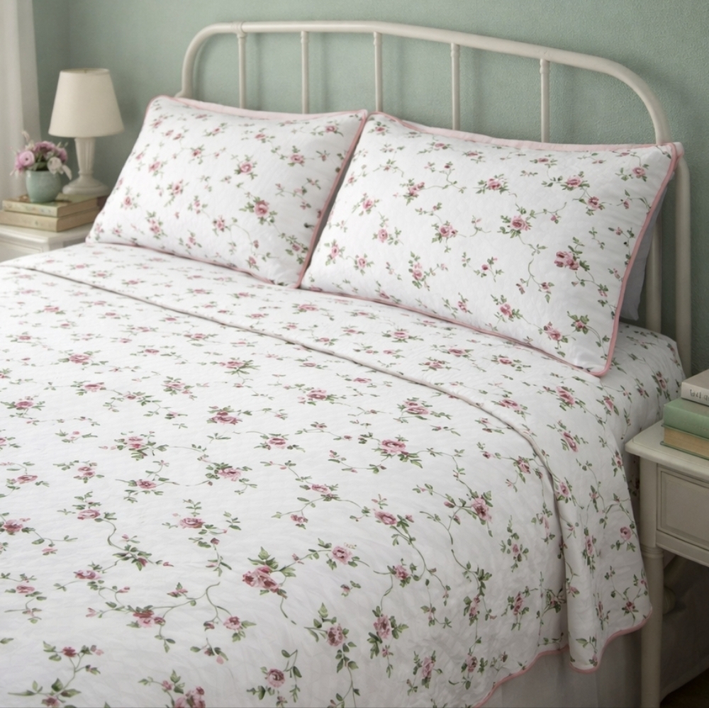 VTG Laura Ashley Polyanthus Primrose Full Flat Sheet And 2 Pillowcases